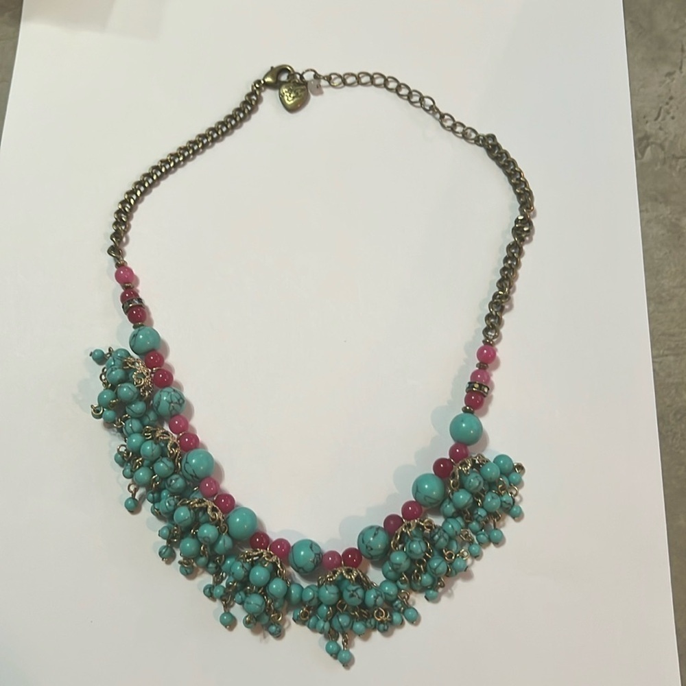 Betsy Johnson turquoise pink necklace